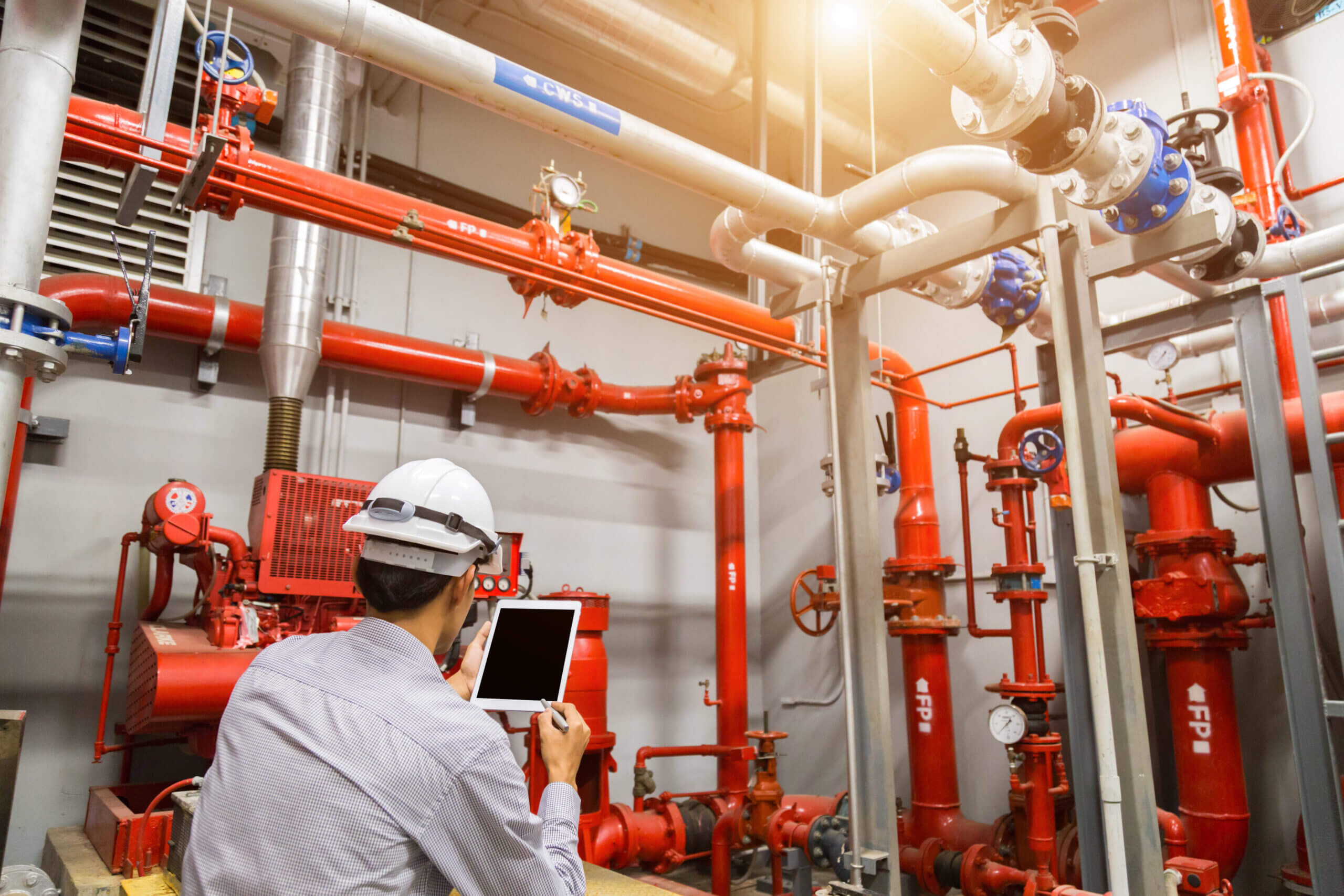 Engineer with Tablet Check